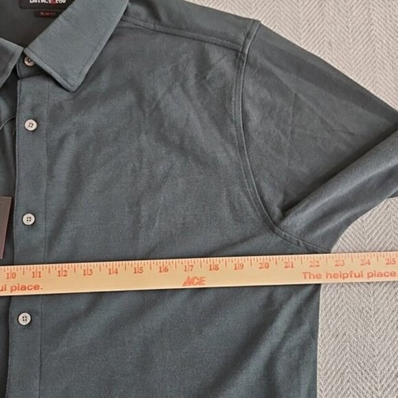 Dstrct & Row Casual Shirt Men's Size XL Hunter Green Long Sleeve Slim Fit NWT - Picture 9 of 16